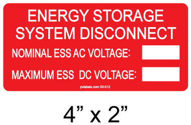 Energy Storage System Disconnect Label - write in - Item #03-512