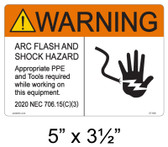 Warning Arc Flash And Shock Hazard. Appropriate PPE and Tools Required While Working On This Equipment - Item #07-509