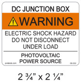 PV Solar Warning Label - 2.75" x 2.25" - ANSI - Item #05-232