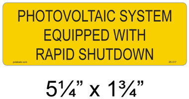 Photovoltaic System Equipped with Rapid Shutdown Label - Item #05-317
