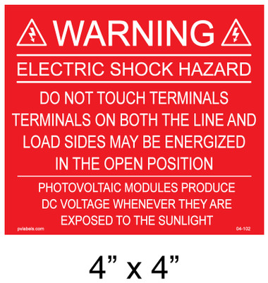 Solar Warning Placard - 4" x 3 1/2" - Item #04-102