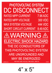 Solar Warning Placard - 4" x 5" - Item #04-690