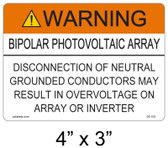 Solar Warning Label - 4" X 3" - 3/16" Letters - Item #05-103