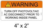 Solar Warning Label - 4" X 2" - 3/16" Letters - Item # 05-372