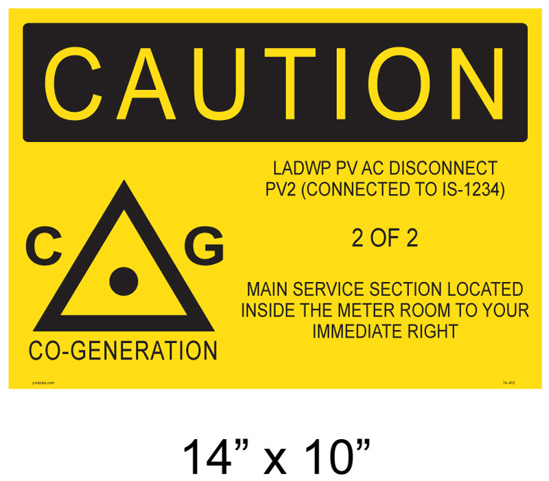 14402 PLACARD PV Labels