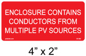 PV Solar Warning Label - 4" X 2" - 1/4" Letters - Item #03-385