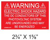 Solar Warning Placard - 2 3/4" x 1 5/8" -PV Labels #04-346
