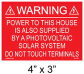 Solar Warning Placard - 4" x 3" - Item #04-106