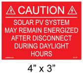 Solar Warning Placard - 4" x 3" - Item #04-107