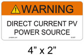 Solar Warning Label - 4" X 2" - 1/4" Letters - Item #05-387
