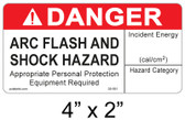 Danger Arc Flash Label - 4" X 2" - Item #05-591