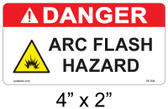 Danger Arc Flash Hazard Label - 4" X 2" - Item #05-594