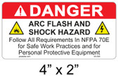 Danger Arc Flash Label - 4" X 2" - Item #05-595
