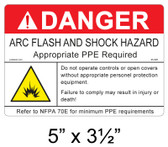 Danger Arc Flash Label - 5" X 3.5" - Item #05-828
