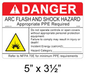 Danger Arc Flash Label - 5" X 3.5" - Item #05-829