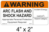 Warning Arc Flash Label - 4" X 2" - Item #05-581