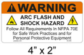Warning Arc Flash Label - 4" X 2" - Item #05-585