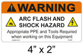 Warning Arc Flash Label - 4" X 2" - Item #05-586