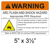 Warning Arc Flash Label - 5" X 3.5" - Item #05-838