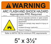 Warning Arc Flash Label - 5" X 3.5" - Item #05-839