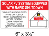 Solar Label - SOLAR PV SYSTEM EQUIPPED WITH RAPID SHUTDOWN - Item #05-113
