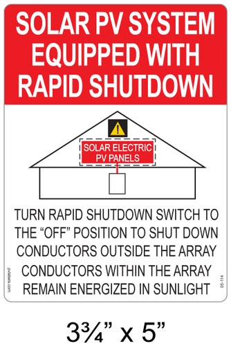 Solar Label - SOLAR PV SYSTEM EQUIPPED WITH RAPID SHUTDOWN - Item #05-114