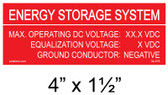 Energy Storage System Placard - 4" x 1 1/2" - Item #04-678