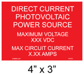 DC Photovoltaic Power Source - Placard - PV Labels #04-612