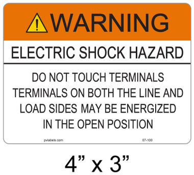 Warning Electric Shock Hazard - .040 Aluminum - Item #07-100