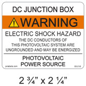 DC Junction Box Label - Item #05-218