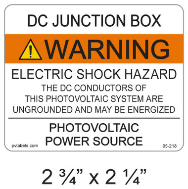 DC Junction Box Label - Item #05-218