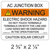 PV Solar Warning Label - 2.75" x 2.25" - ANSI - Item #05-219