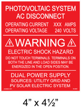 Solar Warning Placard - 4" x 4 1/2" - Item #04-683