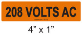 208 VOLTS AC - PV Labels #30-318