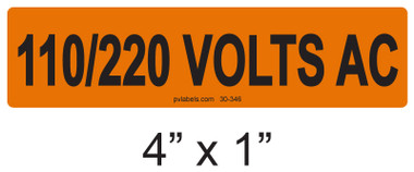 110/220 VOLTS AC - PV Labels #30-346