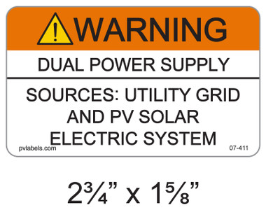 Warning Dual Power Supply - .040 Aluminum - Item #07-411