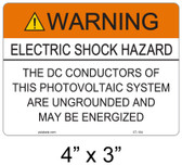 Warning Electric Shock Hazard - .040 Aluminum - Item #07-104