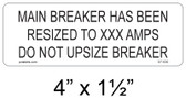 Main Breaker Has been Resized - .040 Aluminum - Item #07-630