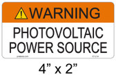Warning Photovoltaic Power Source - .040 Aluminum - Item #07-214
