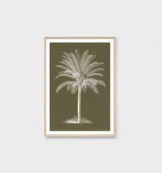 Vintage Tropical Palm Olive Print