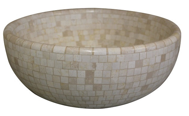 Mosaic Natural Stone Vessel Sink Beige Marble