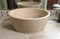 Tapered Natural Stone Vessel Sink in Light Travertine Installed