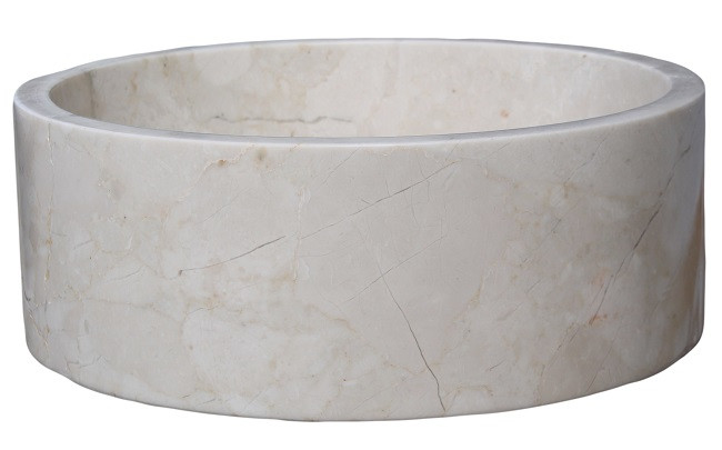 Cylindrical Natural Stone Vessel Sink Beige Marble Clearance