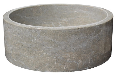 TashMart Cylindrical Natural Stone Vessel Sink in Sea Grass Marble