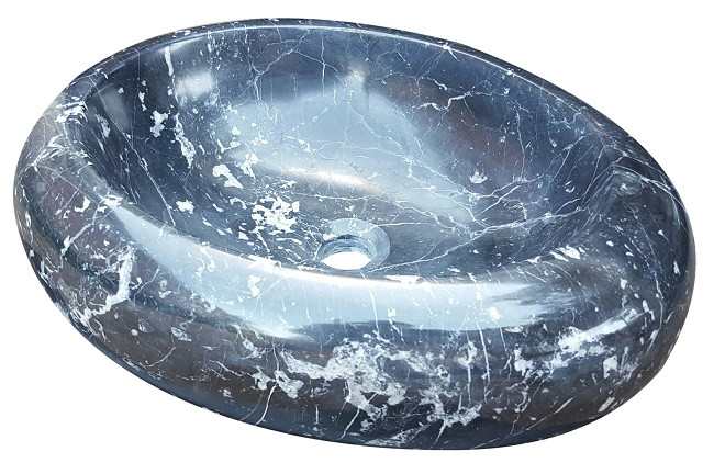 Oval Natural Stone Vessel Sink Toros Black Marble