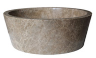 Tapered Natural Stone Vessel Sink in Light Emperador Marble