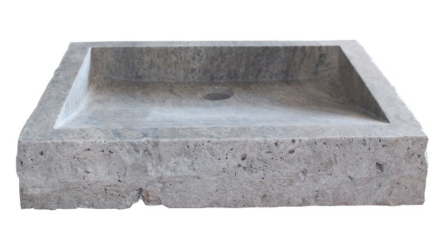 Chiseled Rectangular Natural Stone Vessel Sink Antico Travertine
