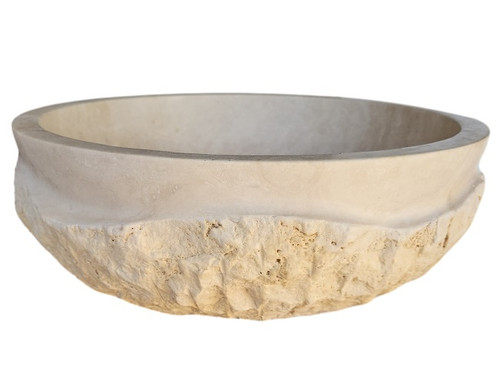 Signature Chiseled Wave Natural Stone Sink in Light Travertine