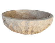 Signature Chiseled Round Natural Stone Sink in Noce Travertine