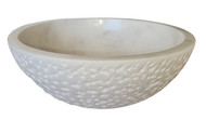 White Marble Chiseled Round Vessel Sink